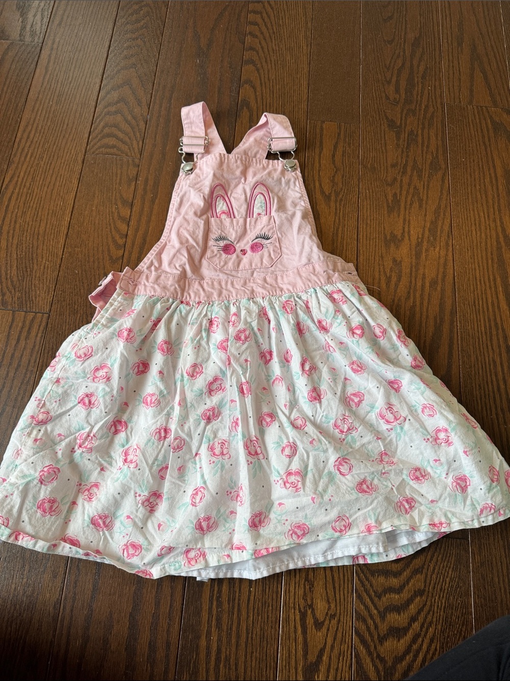Cynthia Rowley Pink Bunny Overall Dress with White & Pink Floral Skirt